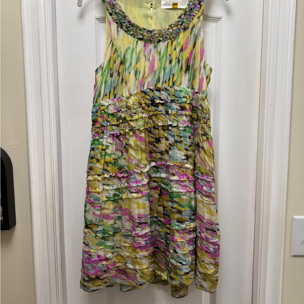 Leifsdottir Anthropologie watercolor dress in 100% silk